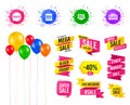 Sale speech bubble icons. Buy now arrow symbol. Vector Royalty Free Stock Photo