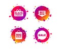 Sale speech bubble icons. Buy now arrow symbol. Vector Royalty Free Stock Photo