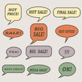 Sale speech bubbles. Set of illustration icons.