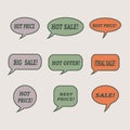 Sale speech bubbles. Set of illustration icons.