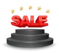 SALE stage with five gold star 3D style. Royalty Free Stock Photo