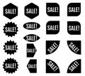 Sale sticker set. Black promotion labels. Modern vector flat style illustration isolated on white background. Black promotion