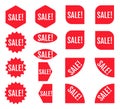 Sale sticker set. Red promotion labels. Modern vector flat style illustration isolated on white background. Red promotion labels Royalty Free Stock Photo