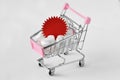 Sale sticker in a shopping cart - Sales conc