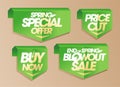 Sale stickers arrows set - price cut, end of spring blowout sale