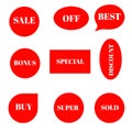 Sale, discount, percentage stickers colorful circle and white letters icon 3d background brand and productions advertising