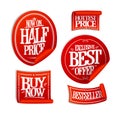 Sale stickers set collection - half price, exclusive best offer
