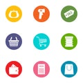 Sale store icons set, flat style