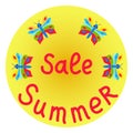 Sale summer circle with butterflies
