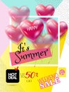 Sale Summer abstract Memphis background retro style template sign Royalty Free Stock Photo