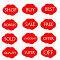 Sale, super, discound, bonus, shop stickers colorful clouds and white letters icon 3d brand and productions