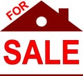 For sale tag as small dark red house