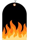 Sale tag banner with fire flames Royalty Free Stock Photo