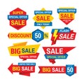 Sale tag design badge set. Discount abstract banner collection. Special offer, best price concept stickers. Clearance graphic
