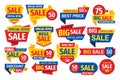 Sale tag design badge set. Discount abstract banner collection. Special offer, best price concept stickers. Clearance graphic