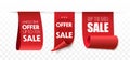 Sale tag. Red discount banner.