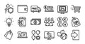 Sale tags, Banking and Online documentation line icons set. Vector