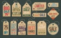 Sale tags, cardboard labels for discount promotion