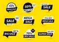 Sale tags collection. Special offer, big sale, discount, best price, mega sale banner set. Shop or online shopping. Sticker, badge Royalty Free Stock Photo