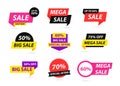 Sale tags collection. Special offer, big sale, discount, best price, mega sale banner set. Shop or online shopping. Sticker, badge Royalty Free Stock Photo