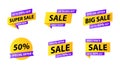 Sale tags collection. Special offer, big sale, discount, best price, mega sale banner set. Shop or online shopping. Sticker, badge Royalty Free Stock Photo