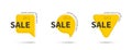 Sale tags collection. Yellow tag templates with special offers. Seasonal sale, Limited offer. Tags with shadow, isolated on white