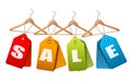 Sale tags. Concept of discount shopping.
