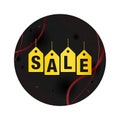 Sale tags label icon elegant black round button Royalty Free Stock Photo