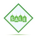 Sale tags label icon modern abstract green diamond button Royalty Free Stock Photo