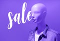 Sale text with blue color of Mannequin fashion