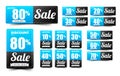 Sale text on blue tag banner set 007