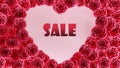 SALE text on pink roses heart frame Royalty Free Stock Photo