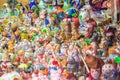 Russia, Yaroslavl, July 2020. The counter of a local souvenir shop with samples of the famous majolica.