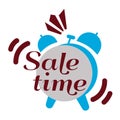 Sale time label, flat vector illustration