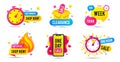 Sale timer badges. Last minute banner, one day sales and hot offer stickers. Clearance sale promotions. Vector Royalty Free Stock Photo