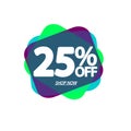 Sale 25% off, bubble banner design template, discount tag, app icon, end of season, vector illustration