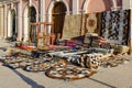 Sale of various colorful oriental carpets on street in Il Mercato in Hadaba, Sharm El Sheikh, Egypt