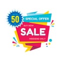 Sale - vector creative banner illustration. Abstract concept discount promotion layout on white background. Special offer sticker. Royalty Free Stock Photo
