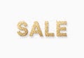 Sale, vector illustration text golden with bright sparkles. Royalty Free Stock Photo