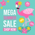 Sale labels with text flamingo
