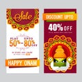 Sale website banner set for Happy Onam.