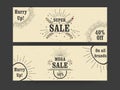 Sale website header or banner set. Royalty Free Stock Photo