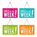 Sale of the Week hanging Door Sign. Eps10 Vector. Royalty Free Stock Photo