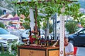 Sale of wine from a street tray