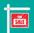 For sale wooden placard. Real estate sign