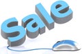 Sale word and blue computer mouse Royalty Free Stock Photo