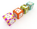 Sale word on colorful fabric cubes on white background 2