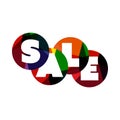 Sale Word Label, Banner, Letters On Circular Shapes - Web Icon, Button or Message for Web Site Design