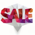 Sale - a word written in multi-colored letters in a geometric style on a white background. Price reduction, customer