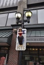 Salem, MA, 1st June: Witch hanging on pillar miniature from Salem in Essex county Massachusettes state of USA